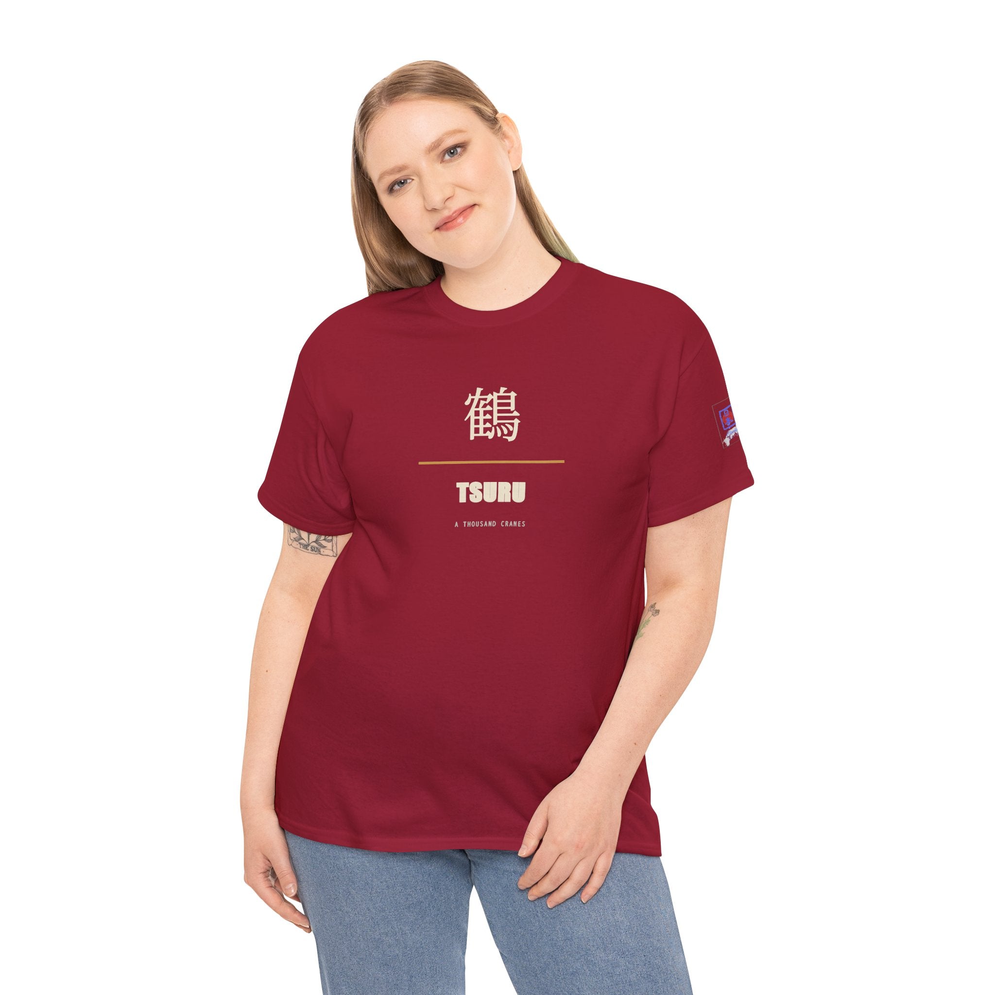 Japanese Crane Tsuru Kanji Tee | Minimalist Origami Zen Shirt