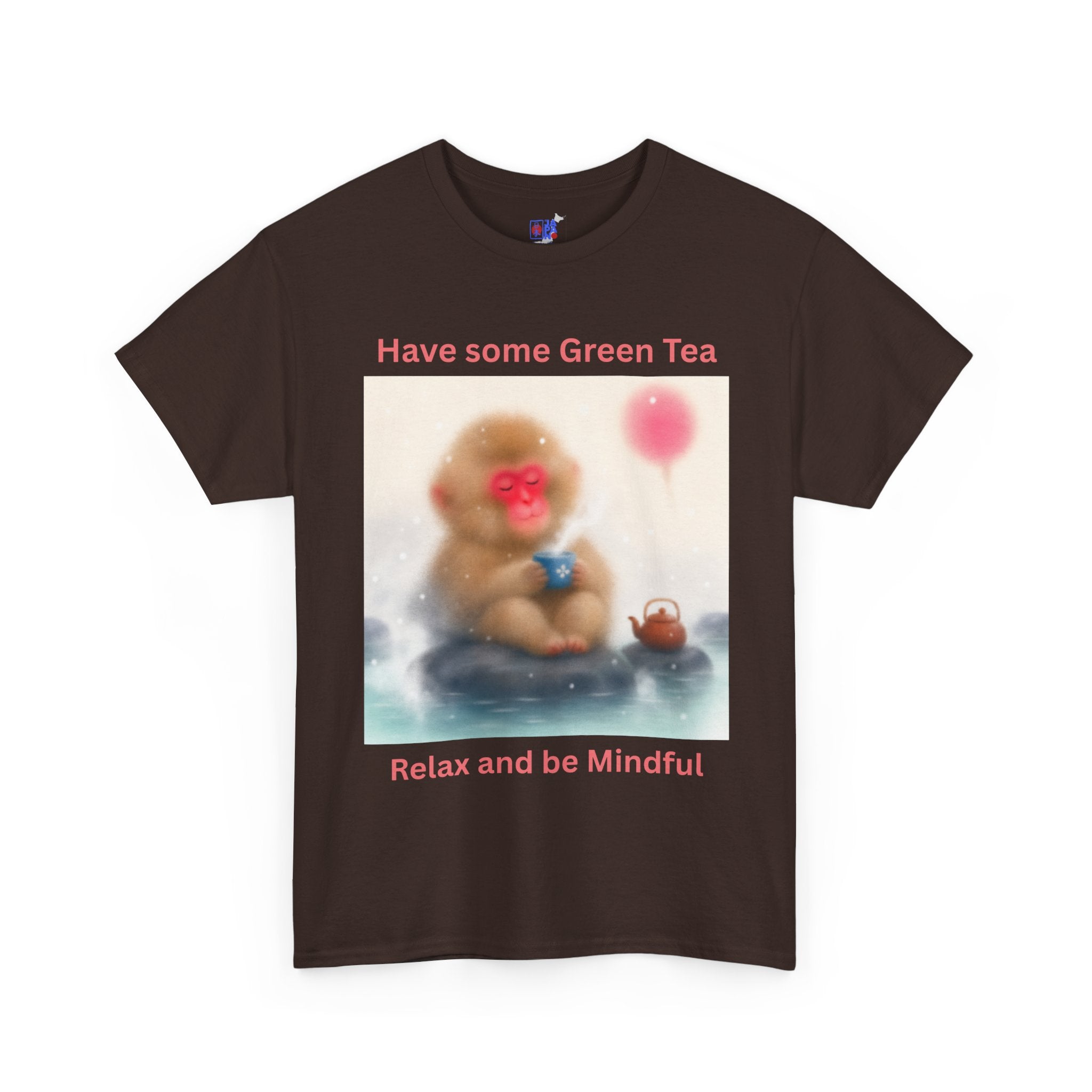 Mindful Monkey Tee — "Have Some Green Tea, Relax and Be Mindful" Cute Zen T-Shirt
