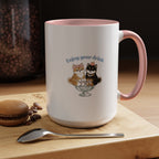 Shiba Inu Sundae Accent Coffee Mug — 'Fuwa Fuwa' Kawaii Peach & Sakura (11/15 oz)