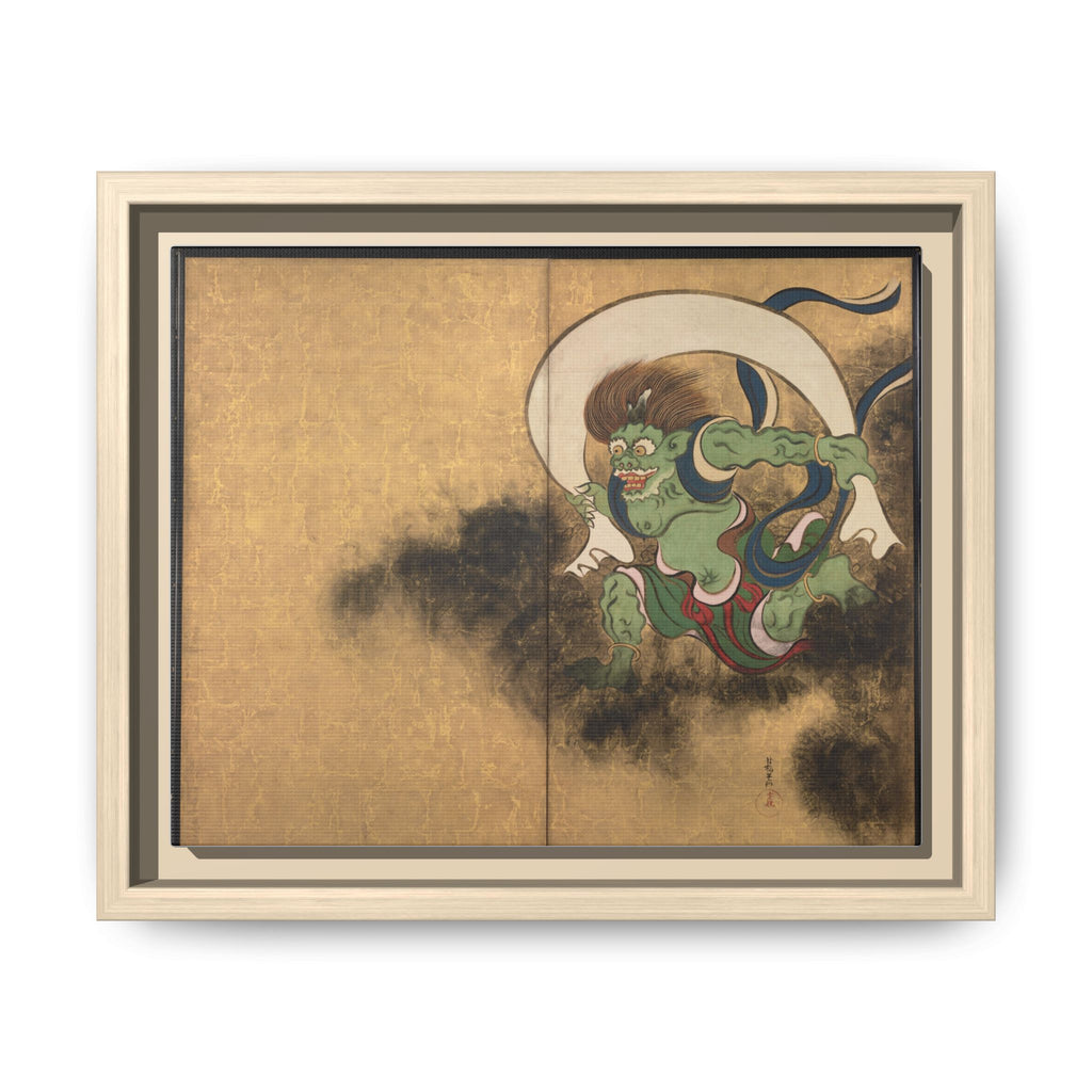 Fujin Wind God Framed Canvas Print, Ogata Korin Edo Period Japanese Art, Rinpa Schoo, Museum Reproduction, Japanese Mythology Wall Art