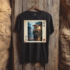 Tanuki Samurai T-Shirt version1 — 狸の侍 Japanese Raccoon Dog Warrior | Yomichi Night Road Folklore Bushido Graphic Tee