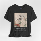 Teisai Hokuba "Swallows and Peonies" | Edo-period Surimono Art Tee (Dark)