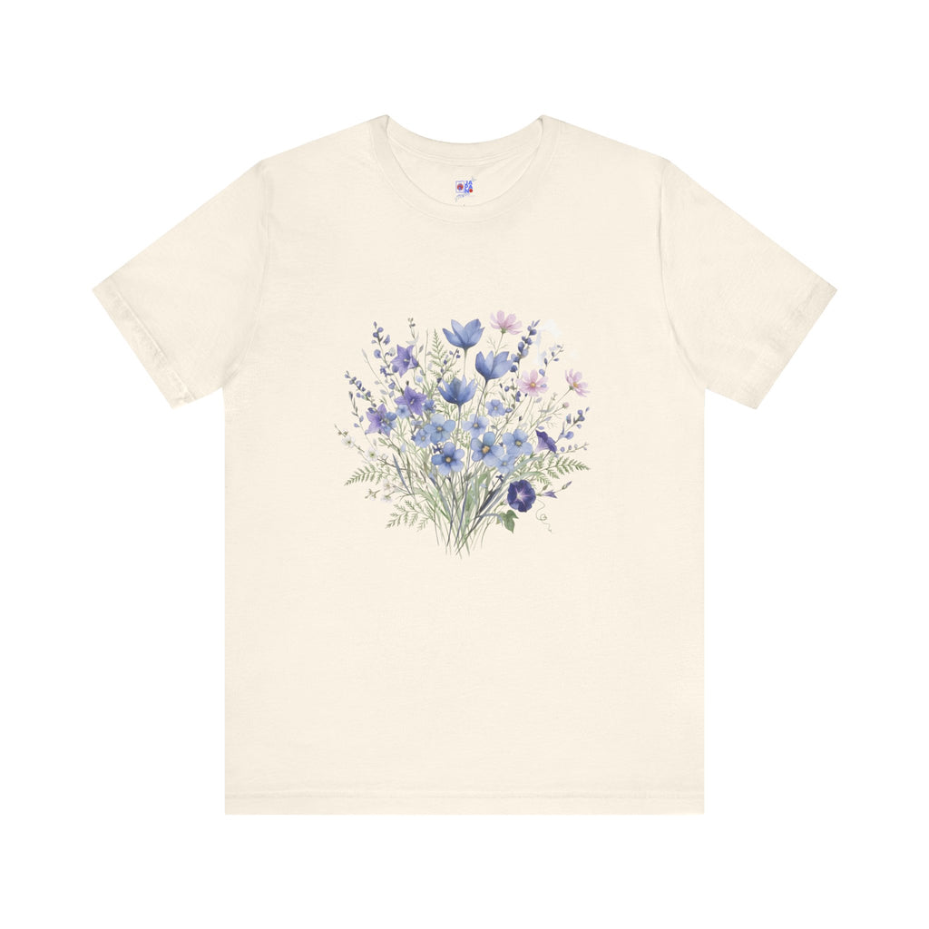 Japanese Autumn Garden Floral Tee | Kikyo Cosmos Morning Glory Bouquet