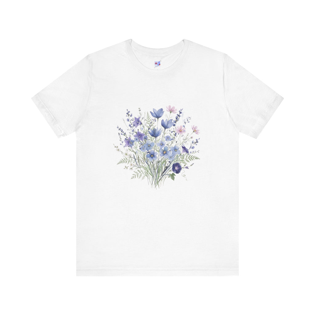 Japanese Autumn Garden Floral Tee | Kikyo Cosmos Morning Glory Bouquet