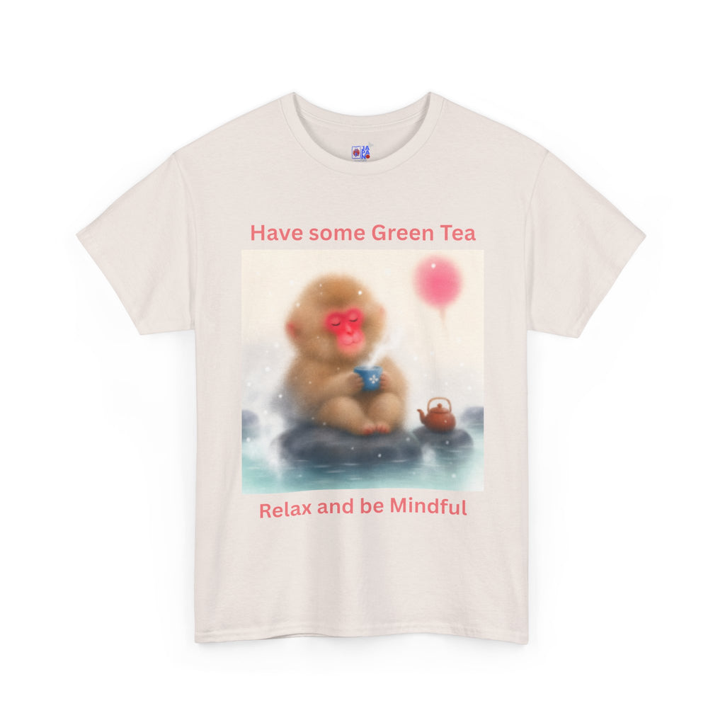 Mindful Monkey Tee — "Have Some Green Tea, Relax and Be Mindful" Cute Zen T-Shirt