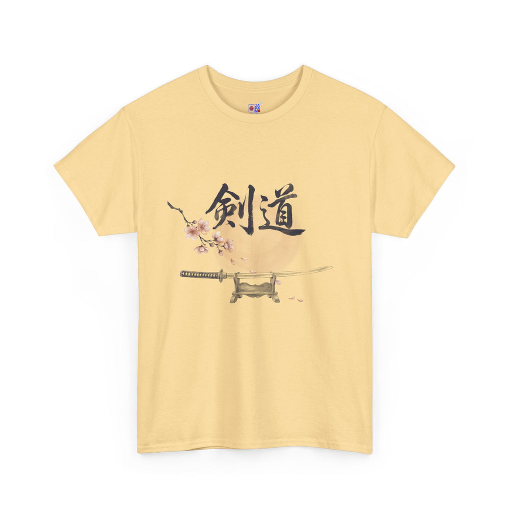 Kendo Katana T-Shirt, Japanese Calligraphy 剣道 Tee with Cherry Blossoms, Sensei Gift, Dojo Tribute & Martial Arts Lover Apparel