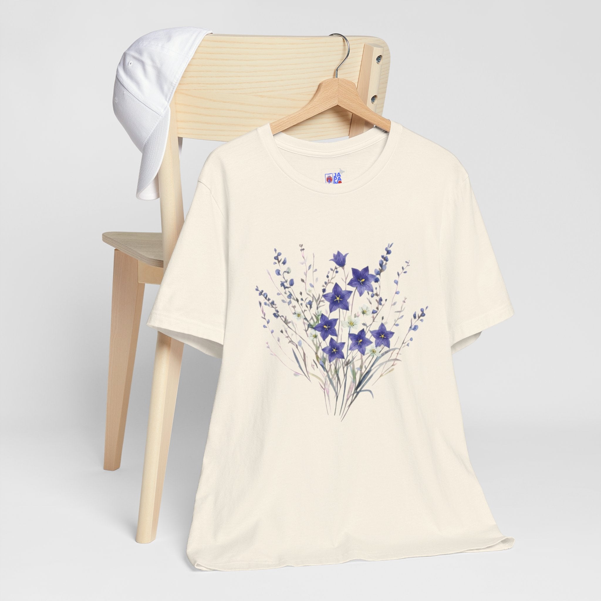 Kikyo (Balloon Flower) Floral Japanese Tee | Deep Purple Autumn Botanical Shirt