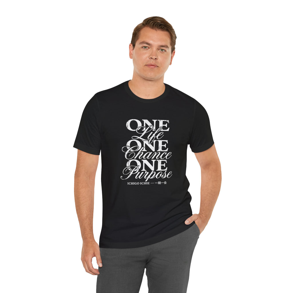 Ichigo Ichie Japanese Philosophy T-Shirt — One Life One Chance One Purpose | 一期一会 Vintage Typography Zen Tee