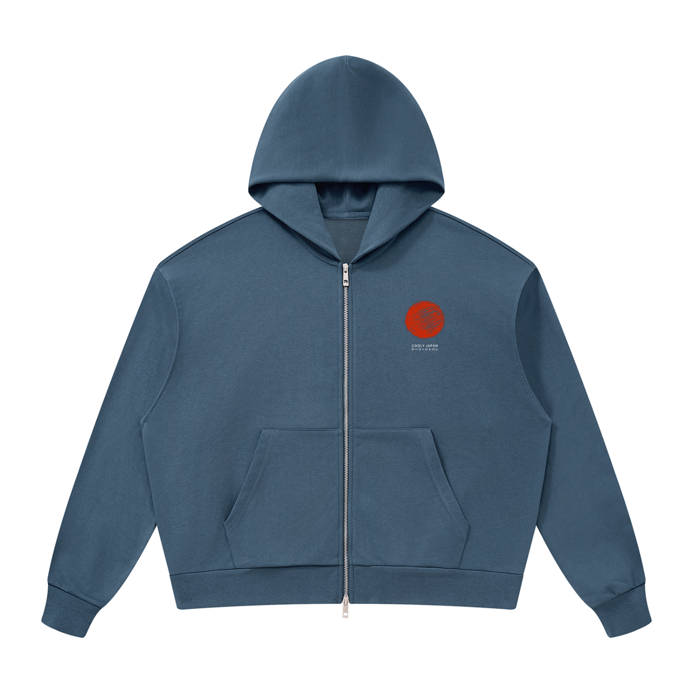CoolyJapan Signature Drop Shoulder Full-Zip Hoodie — 360gsm Heavyweight Cotton Blend