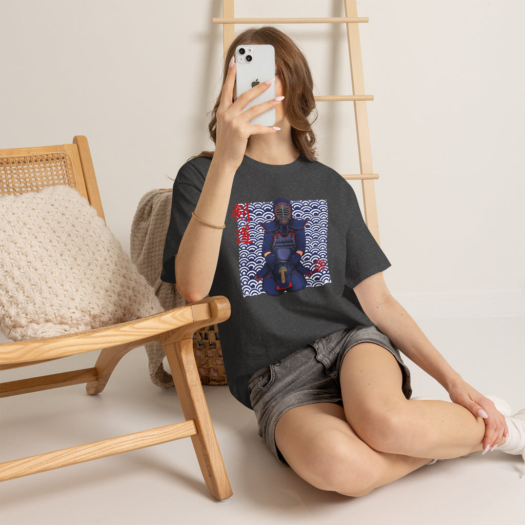 Kendo Warrior T-Shirt, Japanese Bogu Armor Tee with Kanji 剣道, Dan Promotion Gift for Kendo, Budo & Martial Arts Practitioners