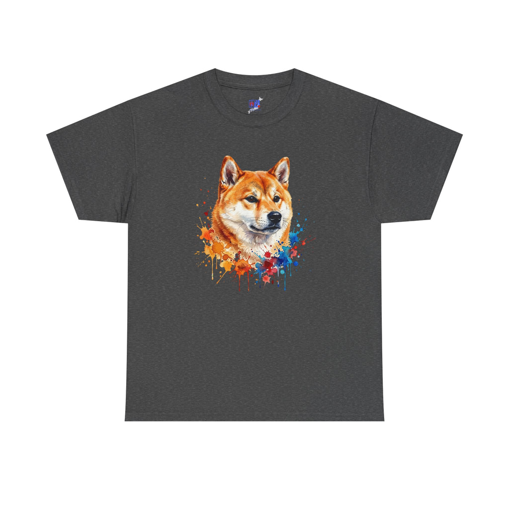 Shiba Inu Watercolor T-Shirt — Colorful Dog Portrait Tee