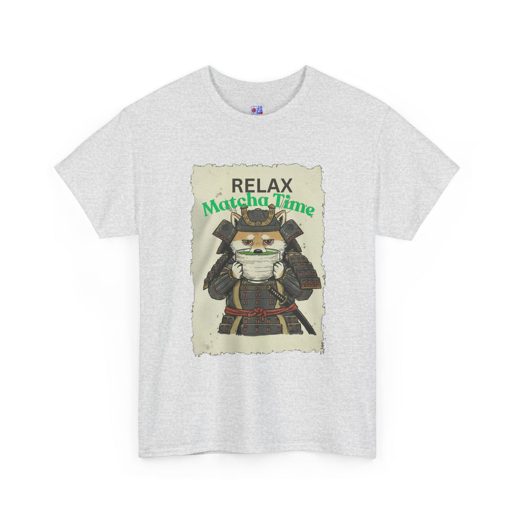 Samurai Shiba Inu Drinking Matcha Tee — Relax Matcha Time Graphic T-Shirt