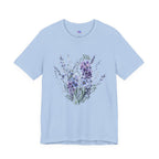 Japanese Wisteria and Forget-Me-Not T-Shirt | Fuji Wasurenagusa Dark Floral Tee | Japan Botanical Moonlit Garden Shirt