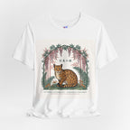 Leopard Garden Tee — Vintage Botanical Cat Graphic Shirt