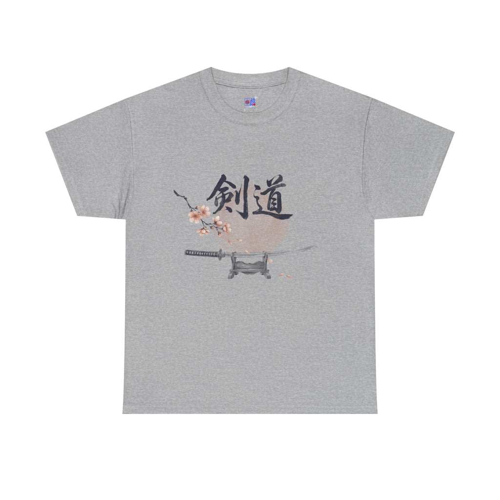 Kendo Katana T-Shirt, Japanese Calligraphy 剣道 Tee with Cherry Blossoms, Sensei Gift, Dojo Tribute & Martial Arts Lover Apparel