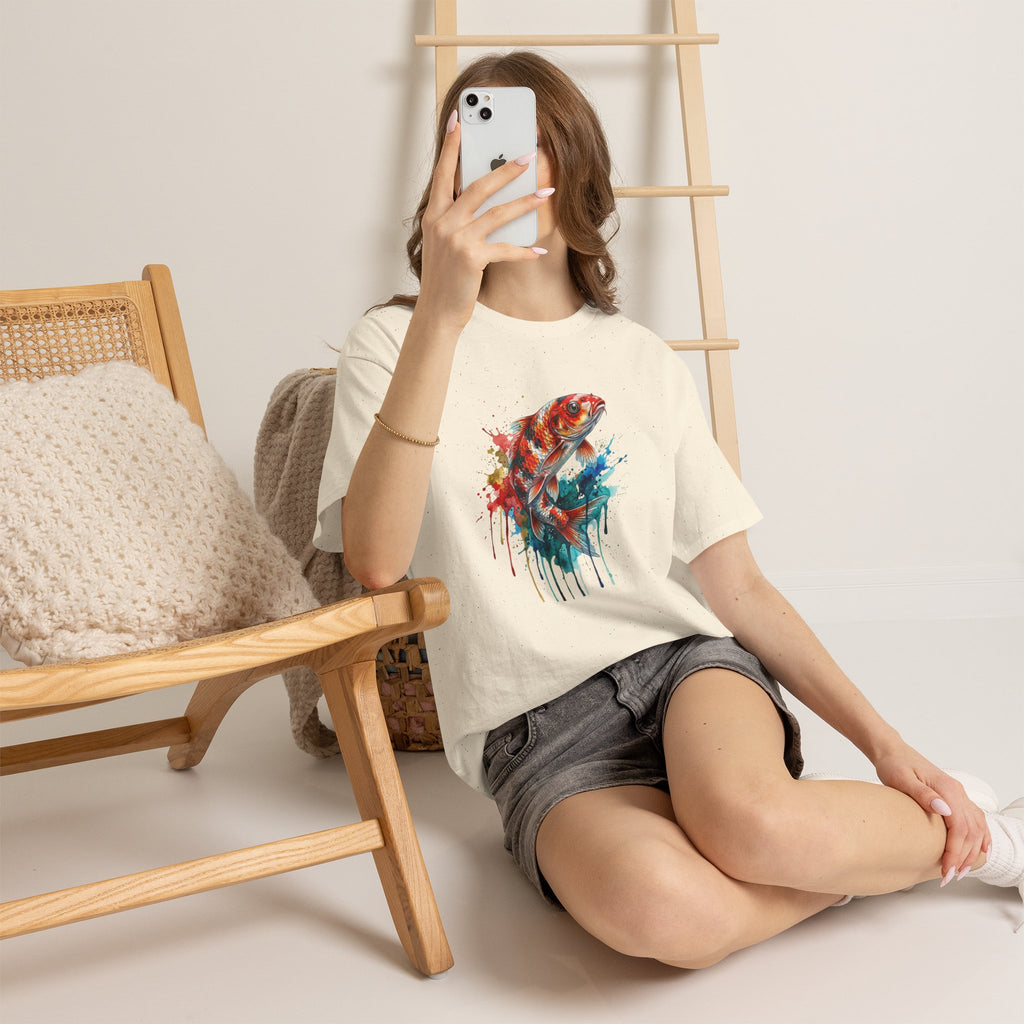 Koi Fish Watercolor T-Shirt — Vibrant Drip Art Tee