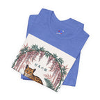 Leopard Garden Tee — Vintage Botanical Cat Graphic Shirt