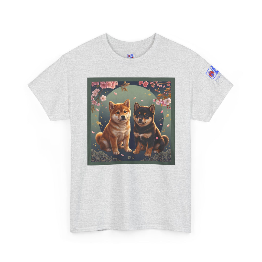 Shiba Inu Puppies Duo T-Shirt — Cute Cherry Blossom Dog Tee