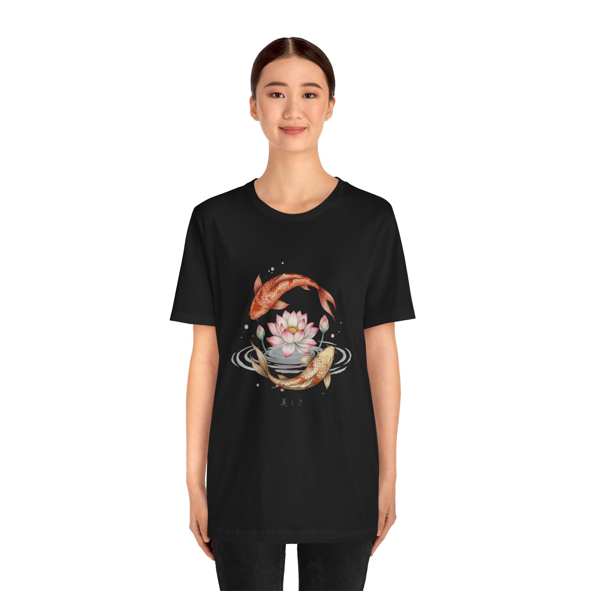 Koi and Lotus Beauty Tee | Koi Circle Floral Japanese Aesthetic
