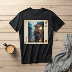 Tanuki Samurai T-Shirt version1 — 狸の侍 Japanese Raccoon Dog Warrior | Yomichi Night Road Folklore Bushido Graphic Tee
