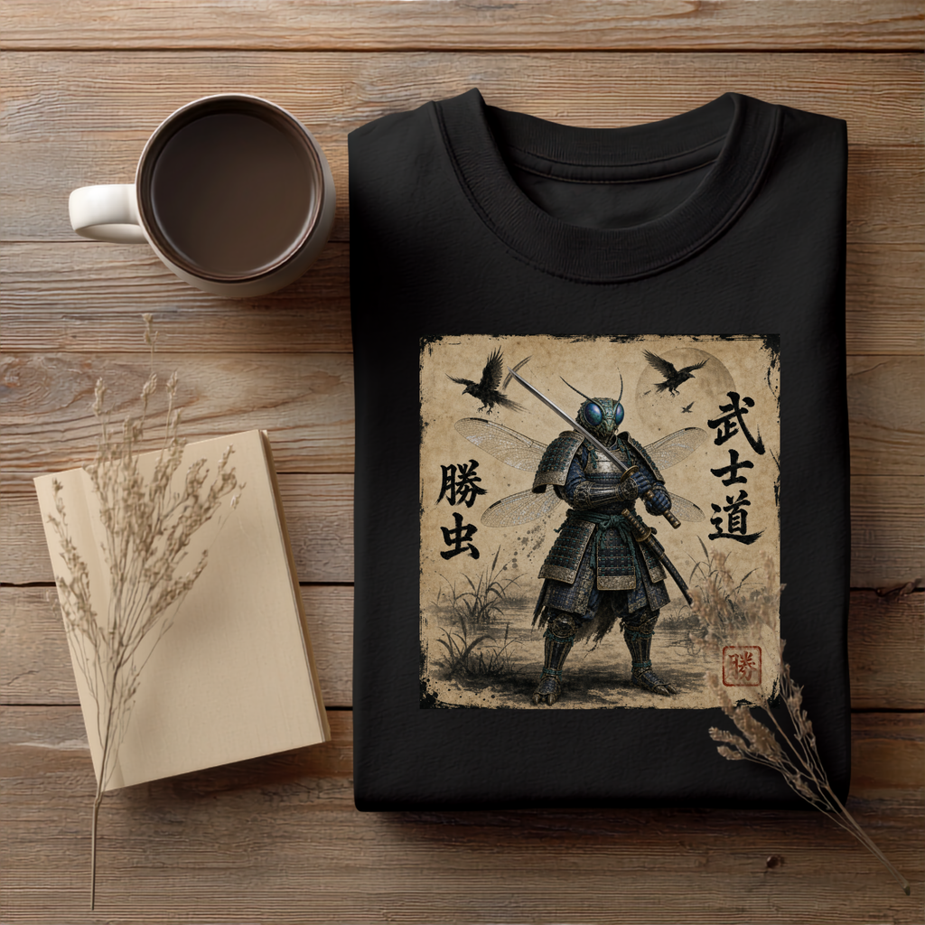 Samurai Dragonfly Warrior Tee Version 2 — Bushidō Ink Warrior Graphic T-Shirt