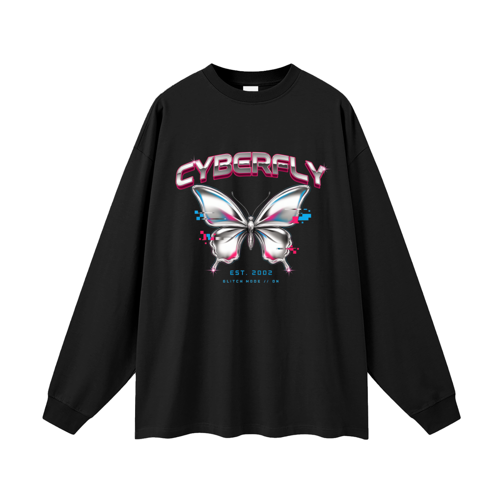CoolyJapan Oversized Long Sleeve Tee — 305gsm Heavyweight Pure Cotton Drop Shoulder