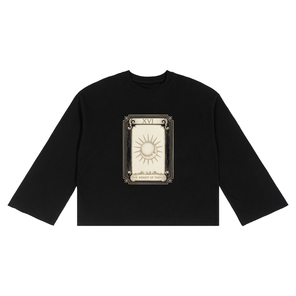 YOIYOI ART Lab — XVI Tarot Avant-Garde Waffle Sweatshirt | Raw Edge Unisex