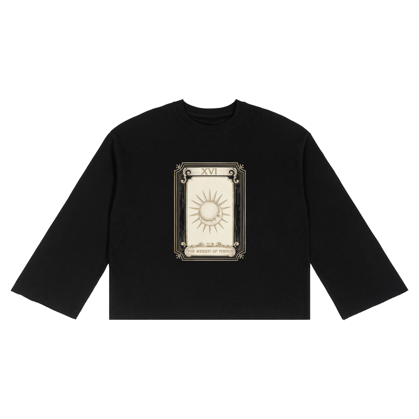 YOIYOI ART Lab — XVI Tarot Avant-Garde Waffle Sweatshirt | Raw Edge Unisex