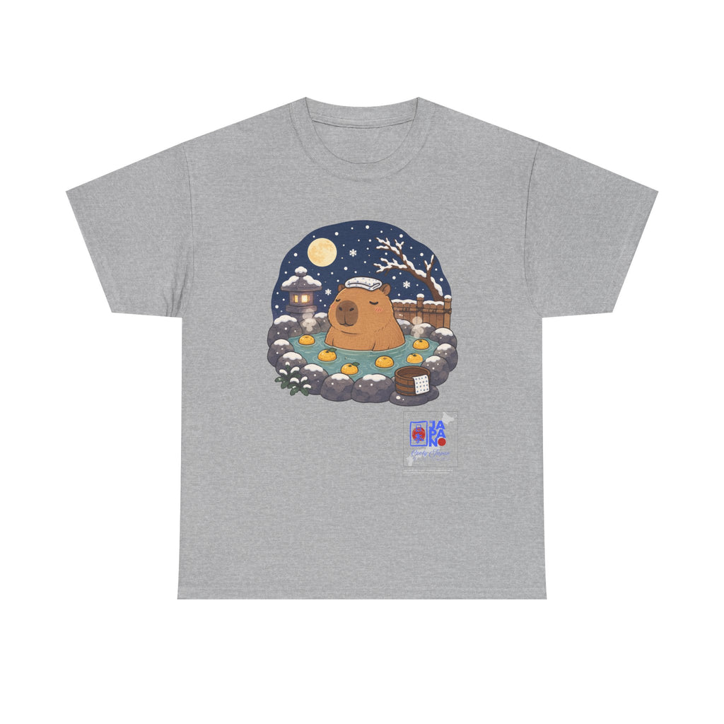 Kawaii Capybara Onsen T-Shirt — Japanese Hot Spring Winter Night Design