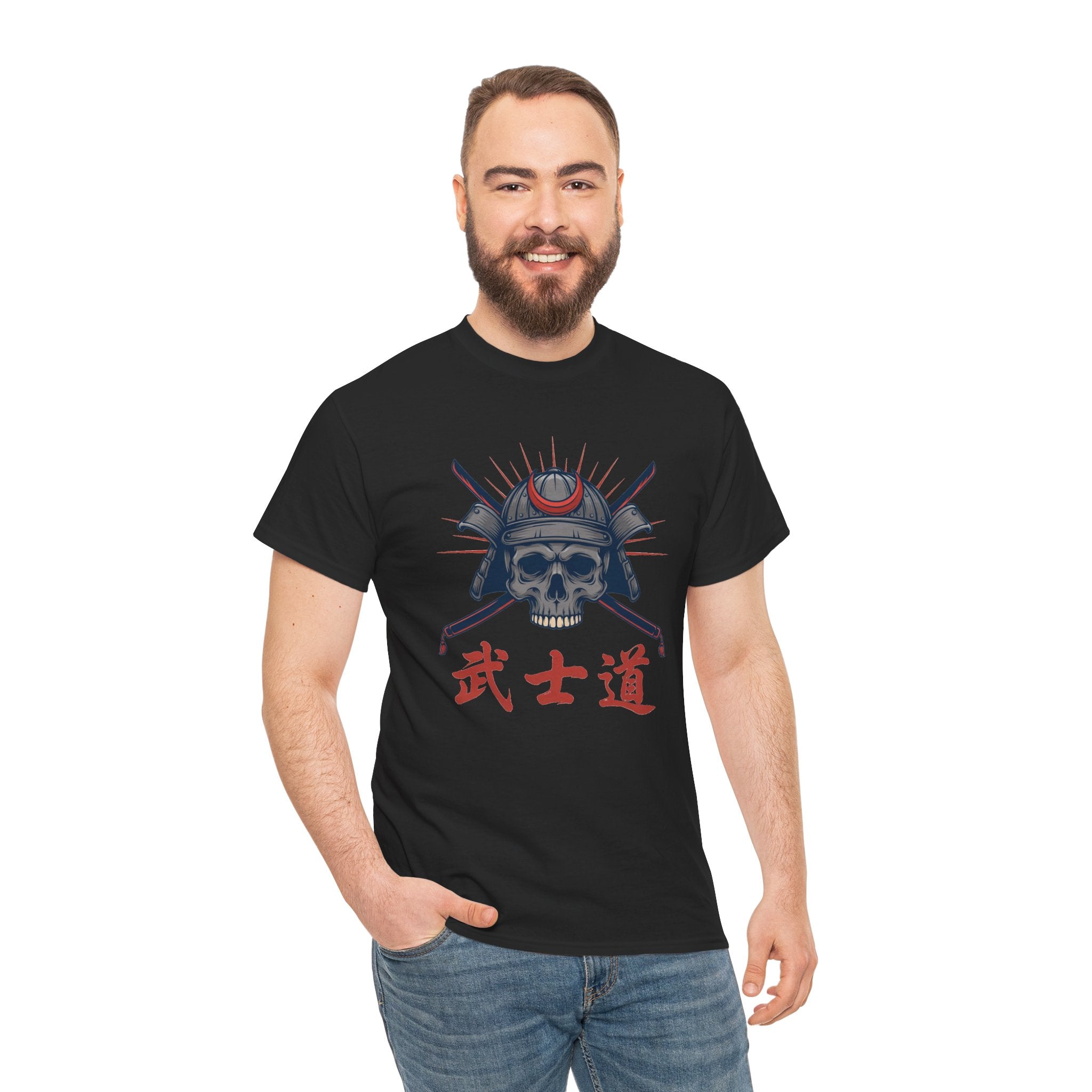 Samurai Skull Tee | Kanji Bushido Helmet Graphic Shirt