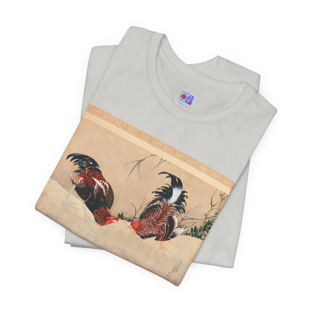 Hokusai Katsushika In Gamecocks' Art Tee — Fighting Roosters Classic Print
