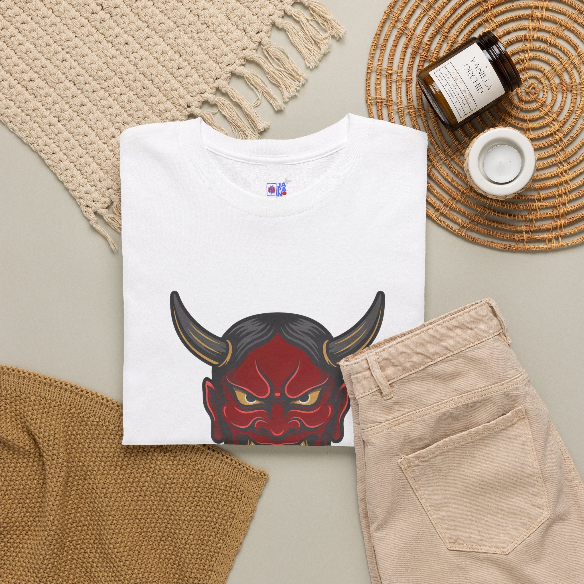Oni Mask T-Shirt — 鬼 Japanese Demon Men's Graphic Tee | Dark Japan Streetwear Shirt