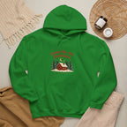 Christmas Cabin Hoodie — 'Home for the Holidays' Green Holiday Sweatshirt