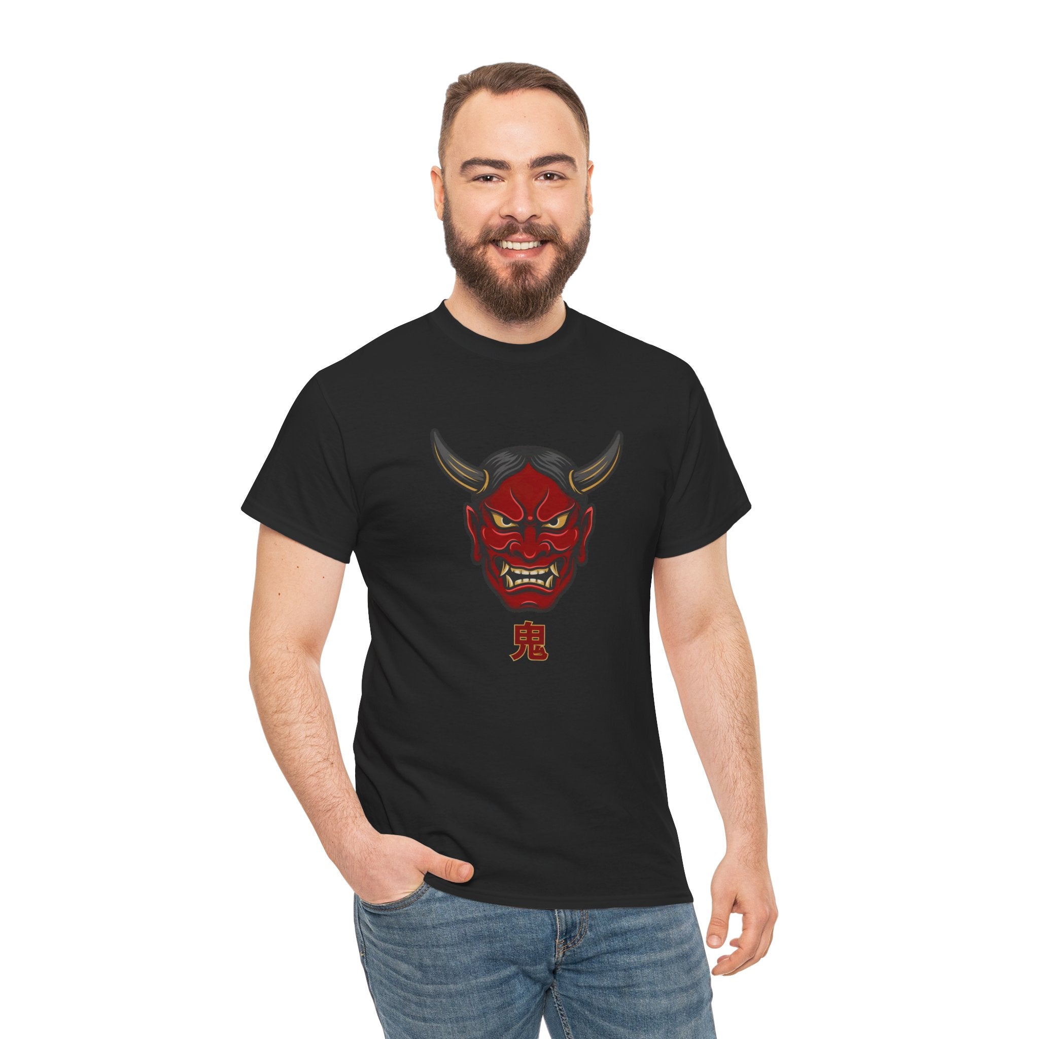 Oni Mask T-Shirt — 鬼 Japanese Demon Men's Graphic Tee | Dark Japan Streetwear Shirt