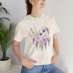 Japanese Wisteria and Sakura Bouquet T-Shirt | Fuji Cherry Blossom Dark Floral Tee | Japan Spring Flower Art Shirt