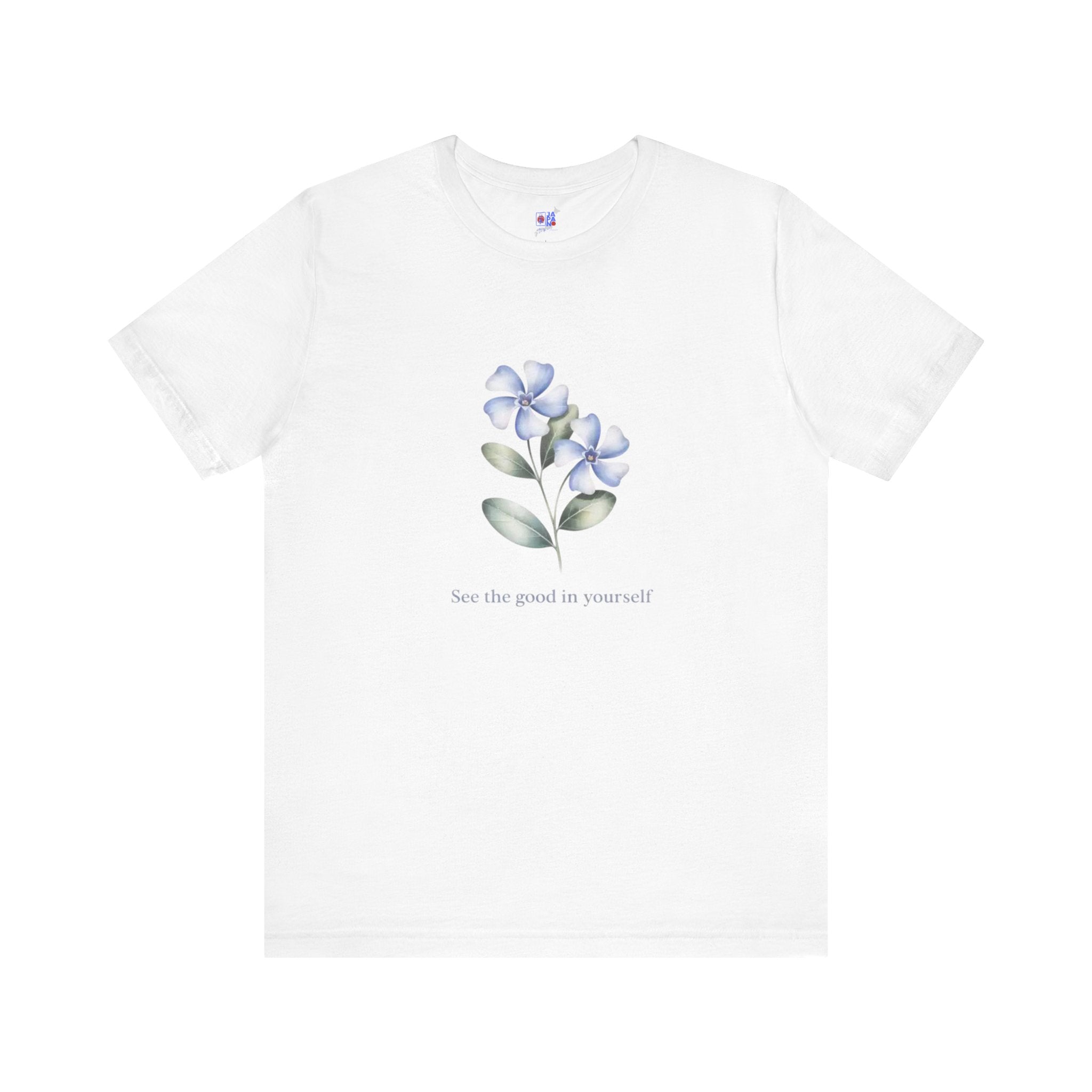 Wasurenagusa "Treasure Yourself" Tee — Minimal Japanese Botanical Self-Compassion Shirt