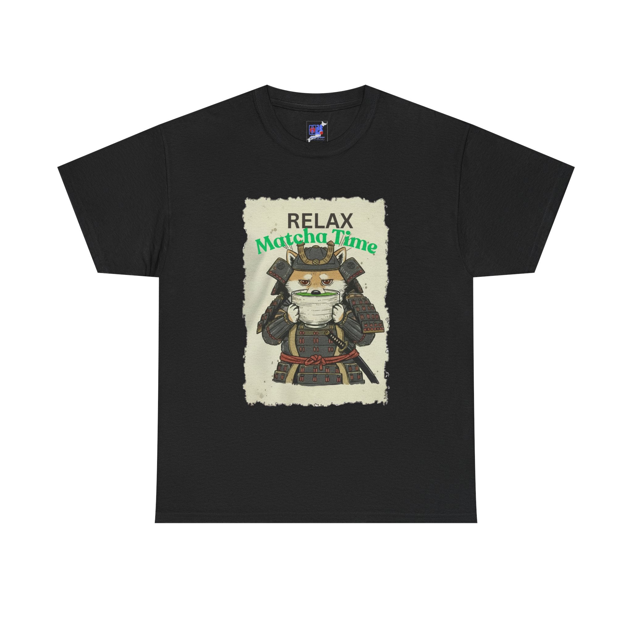 Samurai Shiba Inu Drinking Matcha Tee — Relax Matcha Time Graphic T-Shirt