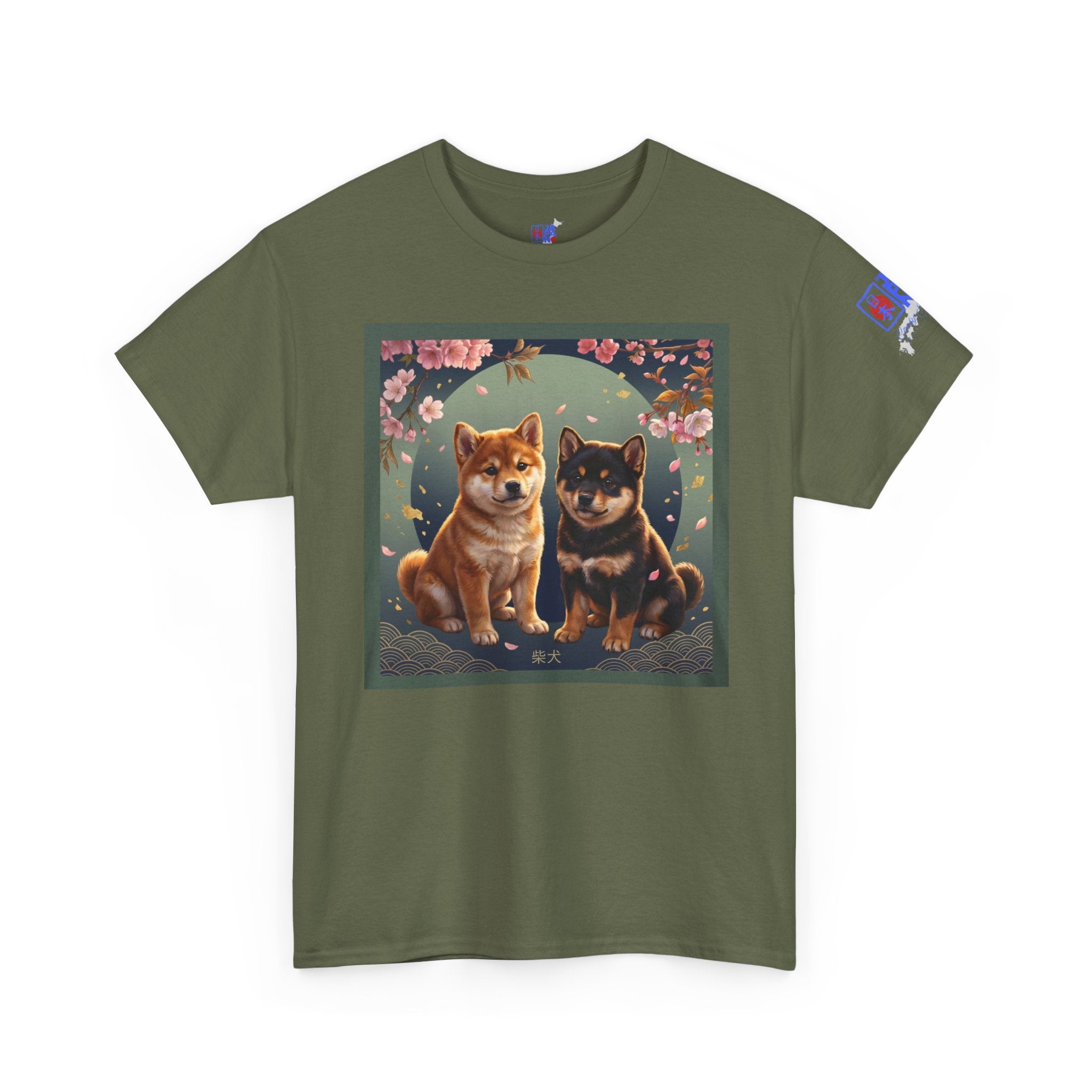 Shiba Inu Puppies Duo T-Shirt — Cute Cherry Blossom Dog Tee
