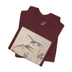 Teisai Hokuba "Swallows and Peonies" | Edo-period Surimono Art Tee (Dark)