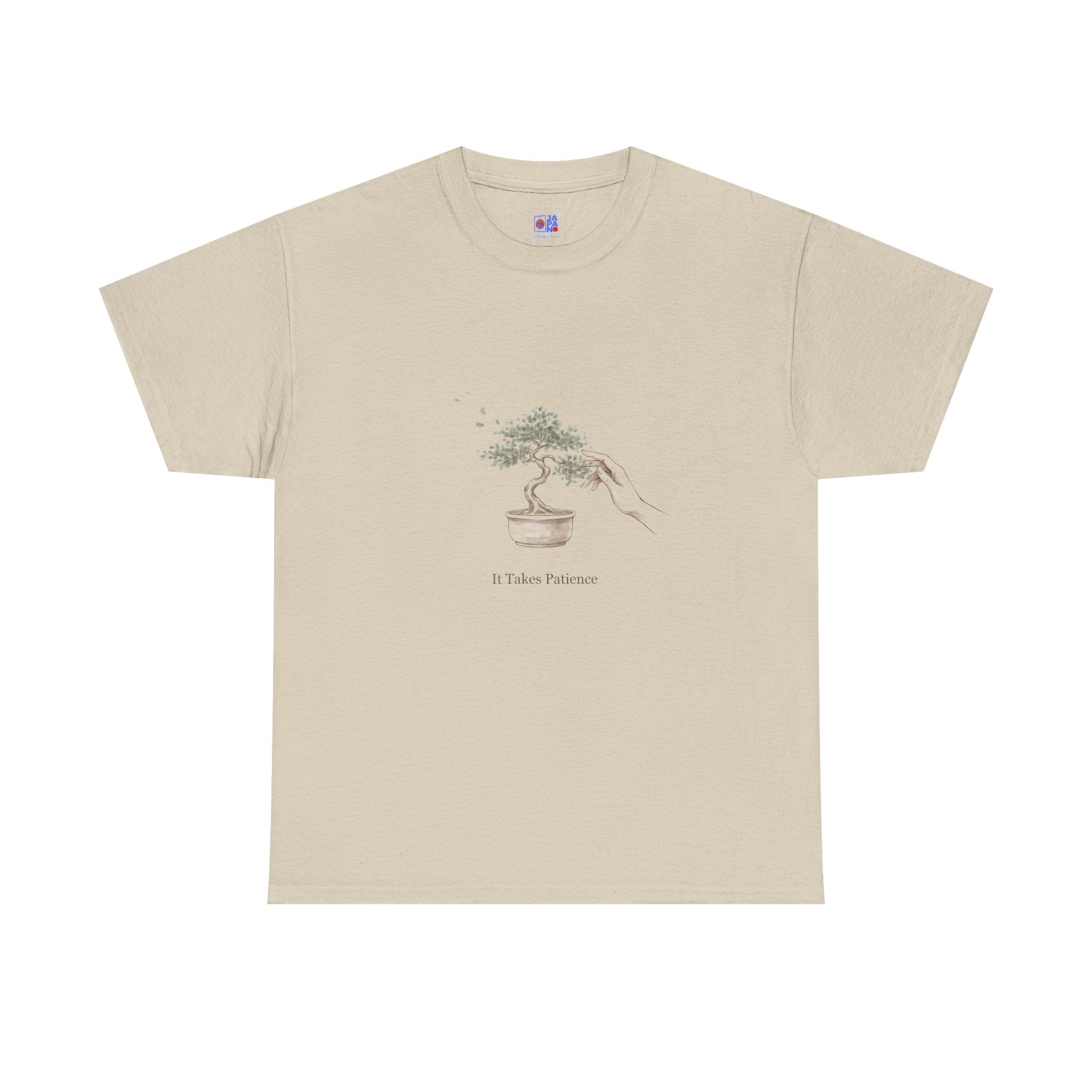 It Takes Patience Bonsai T-Shirt, Minimalist Japanese Ink Wash Tree Tee, Zen Gift for Plant Lovers, Mindfulness & Slow Living