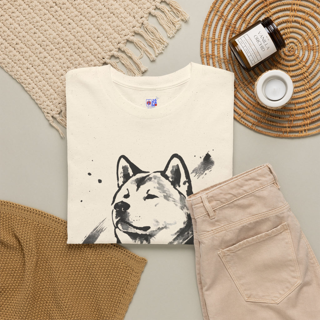 Akita Inu Sumi Ink Portrait T-Shirt — Japanese Ink Wash Dog Tee