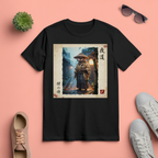 Tanuki Samurai T-Shirt version1 — 狸の侍 Japanese Raccoon Dog Warrior | Yomichi Night Road Folklore Bushido Graphic Tee