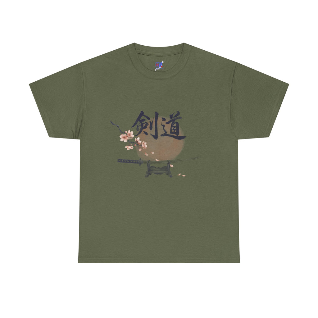 Kendo Katana T-Shirt, Japanese Calligraphy 剣道 Tee with Cherry Blossoms, Sensei Gift, Dojo Tribute & Martial Arts Lover Apparel