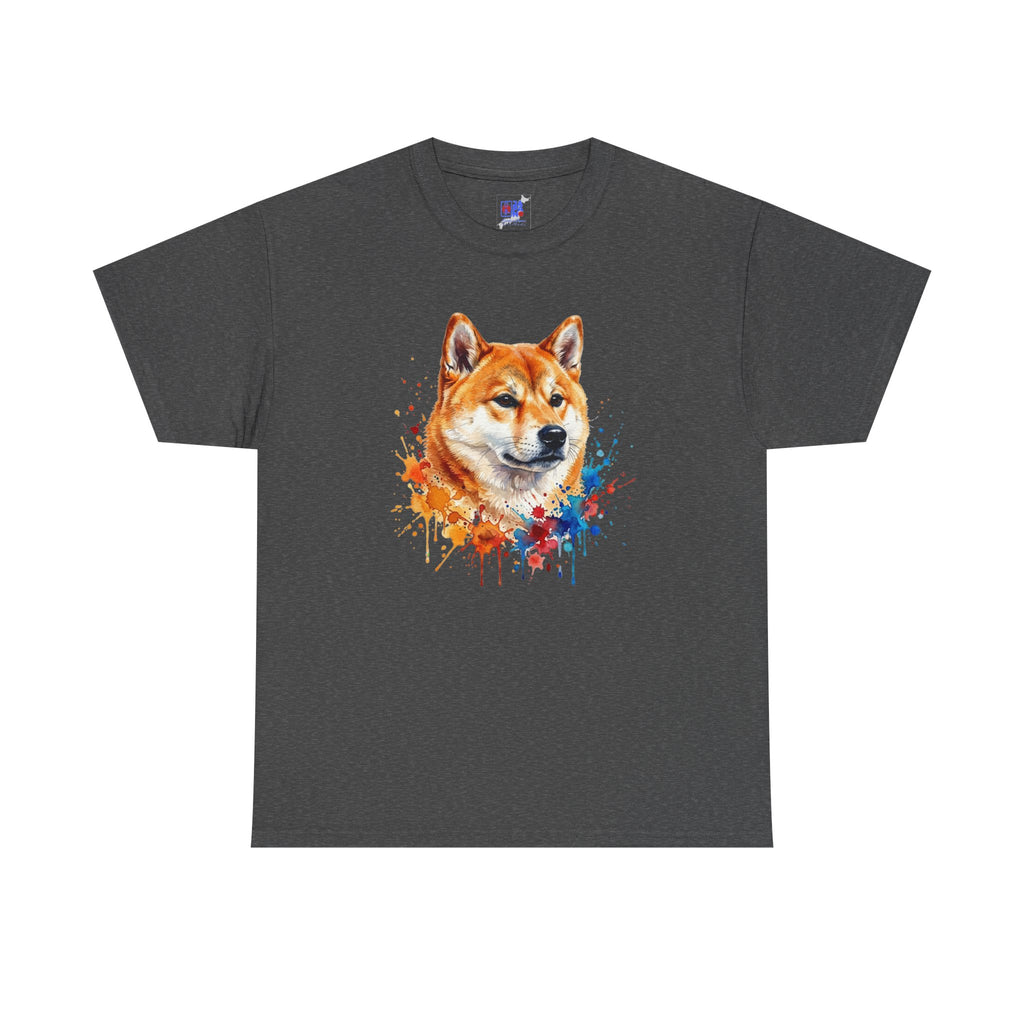 Shiba Inu Watercolor T-Shirt — Colorful Dog Portrait Tee