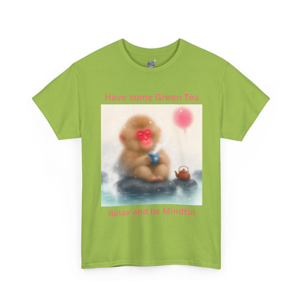 Mindful Monkey Tee — "Have Some Green Tea, Relax and Be Mindful" Cute Zen T-Shirt