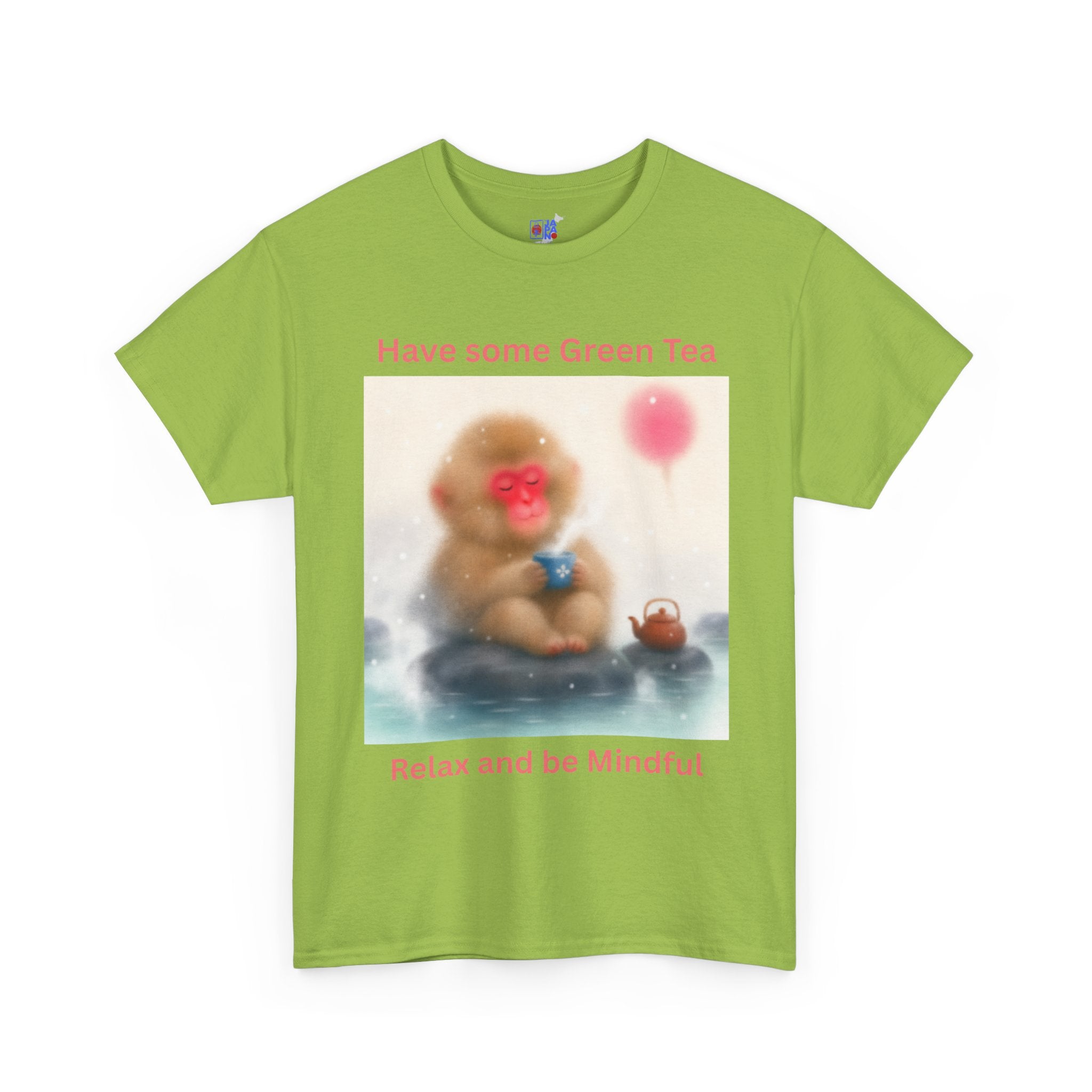 Mindful Monkey Tee — "Have Some Green Tea, Relax and Be Mindful" Cute Zen T-Shirt