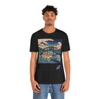 Shiba Inu Night Stroll T-Shirt | Ukiyo-e Japanese Bridge Art