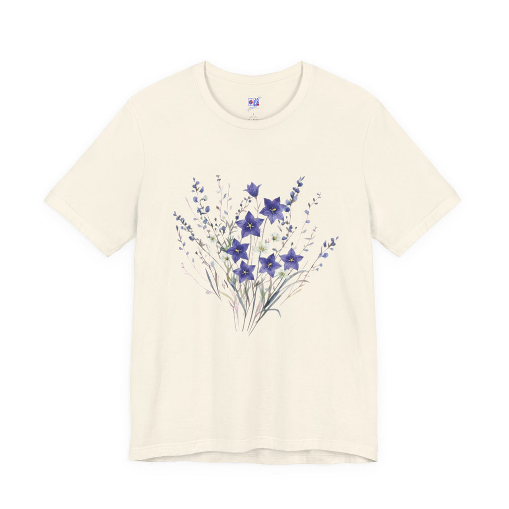 Japanese Kikyō Balloon Flower T-Shirt | Deep Purple Floral Dark Tee | Japan Autumn Botanical Art Shirt