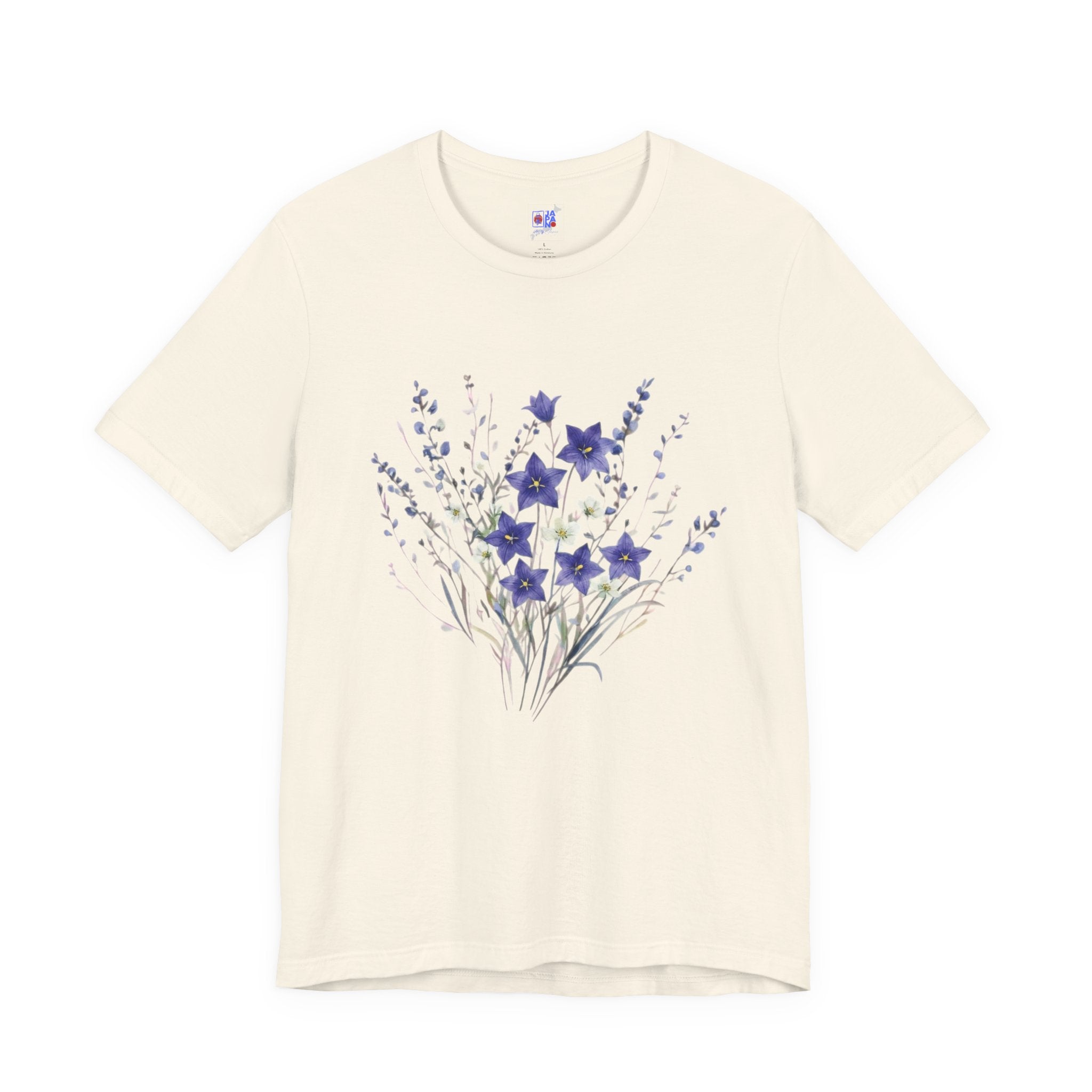 Japanese Kikyō Balloon Flower T-Shirt | Deep Purple Floral Dark Tee | Japan Autumn Botanical Art Shirt