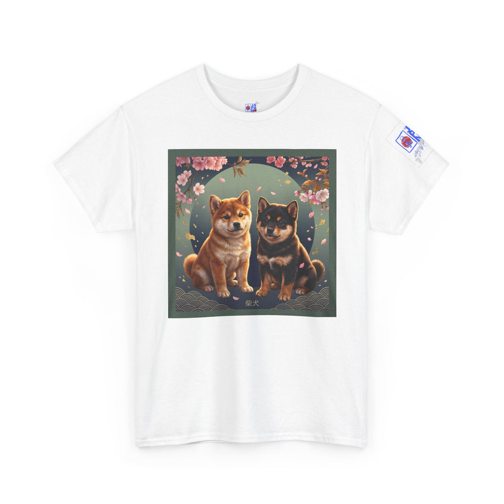 Shiba Inu Puppies Duo T-Shirt — Cute Cherry Blossom Dog Tee